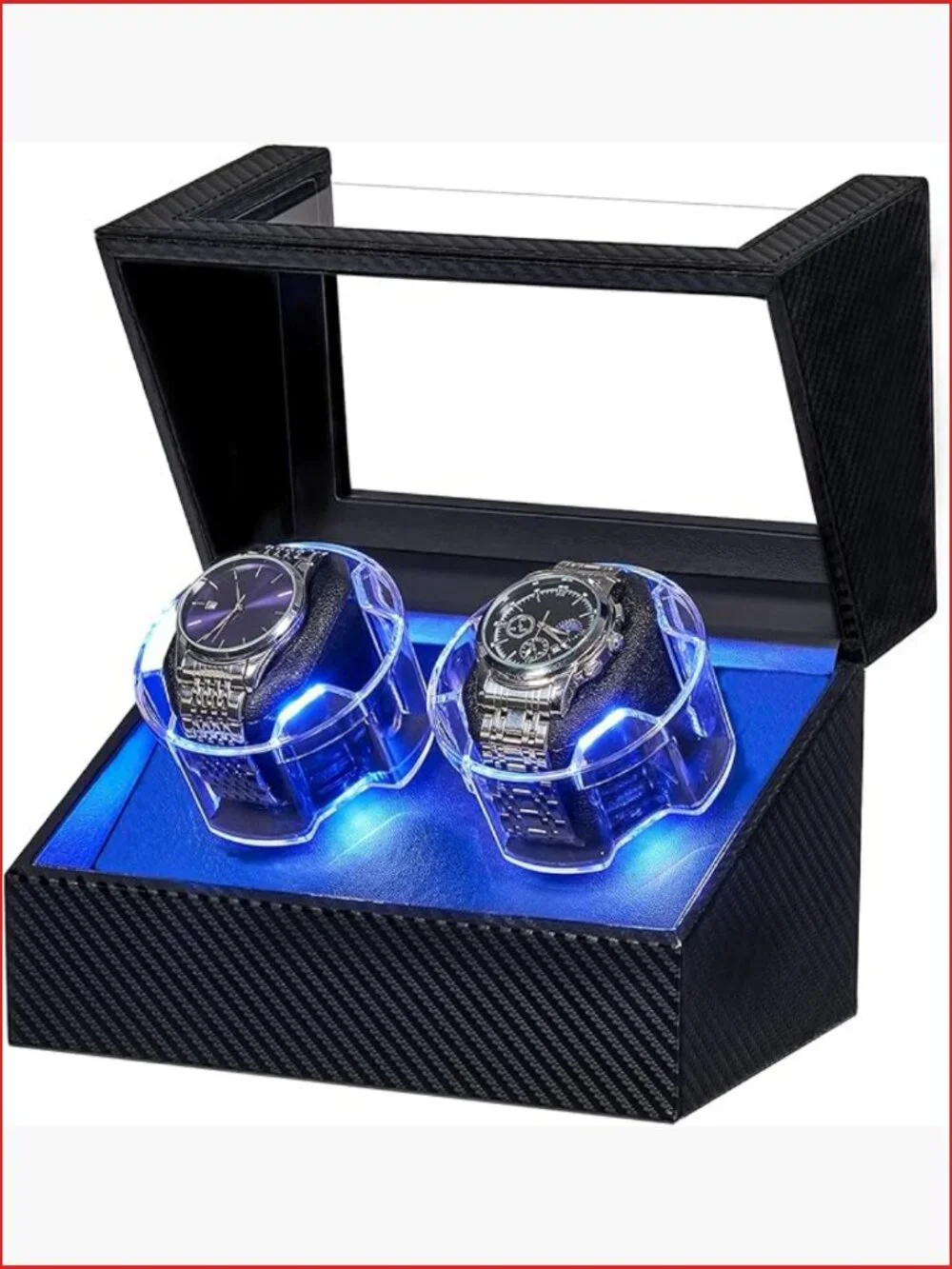 Double Watch Winder with Ultra-Silent Japanese Motor, 4 Modes